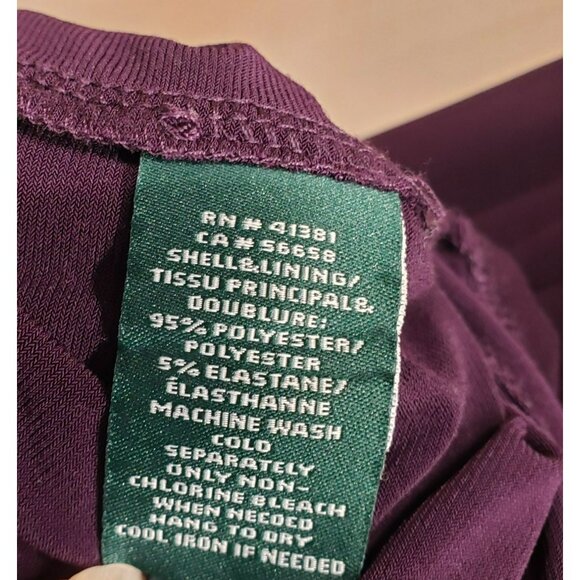 Lauren Ralph Lauren Scoop Neck Dress, Sz 14, Dark Purple, Ruched Sheath Cocktail - Picture 7 of 8